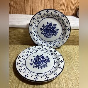 Stonehenge Midwinter Blue Basket Design Plates 2 7” Dessert Plate